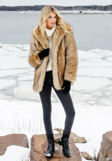 Faux Fur Hooded Coat