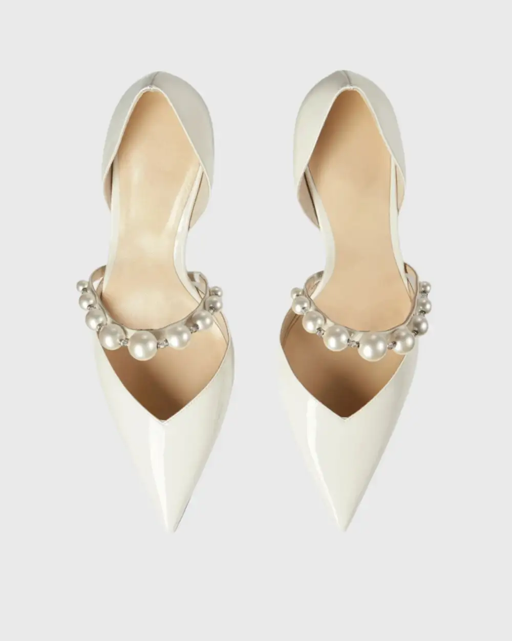 Pearl Strap Pumps in White