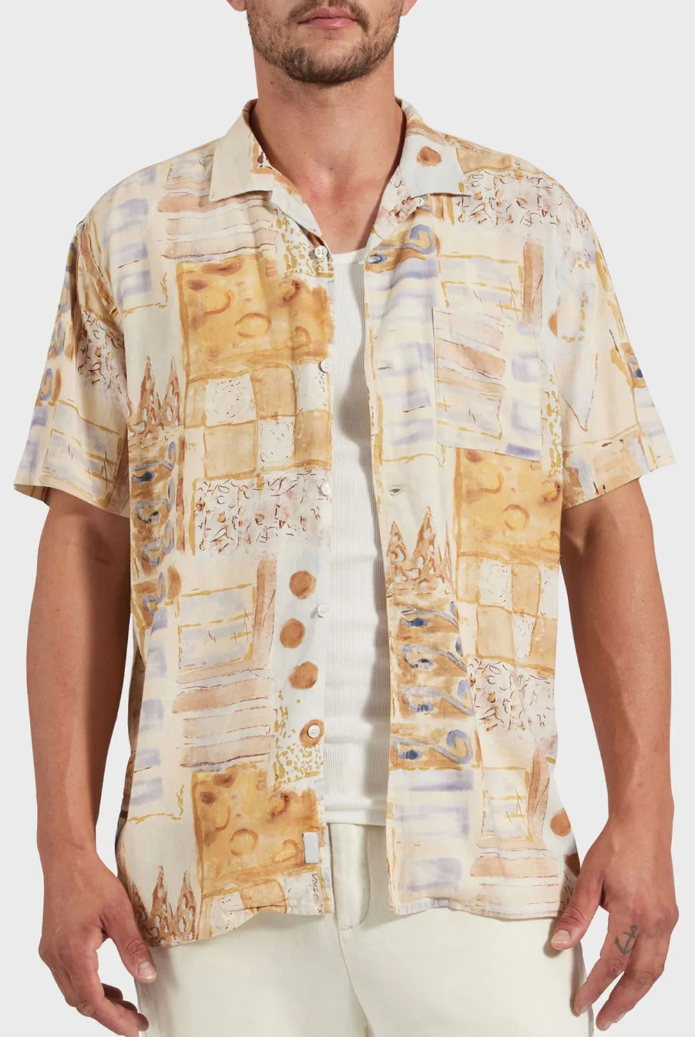 Vintage Inspired Print Short Sleeve Shirt