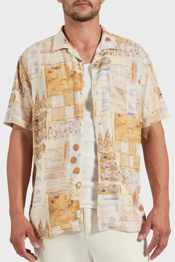 Vintage Inspired Print Short Sleeve Shirt