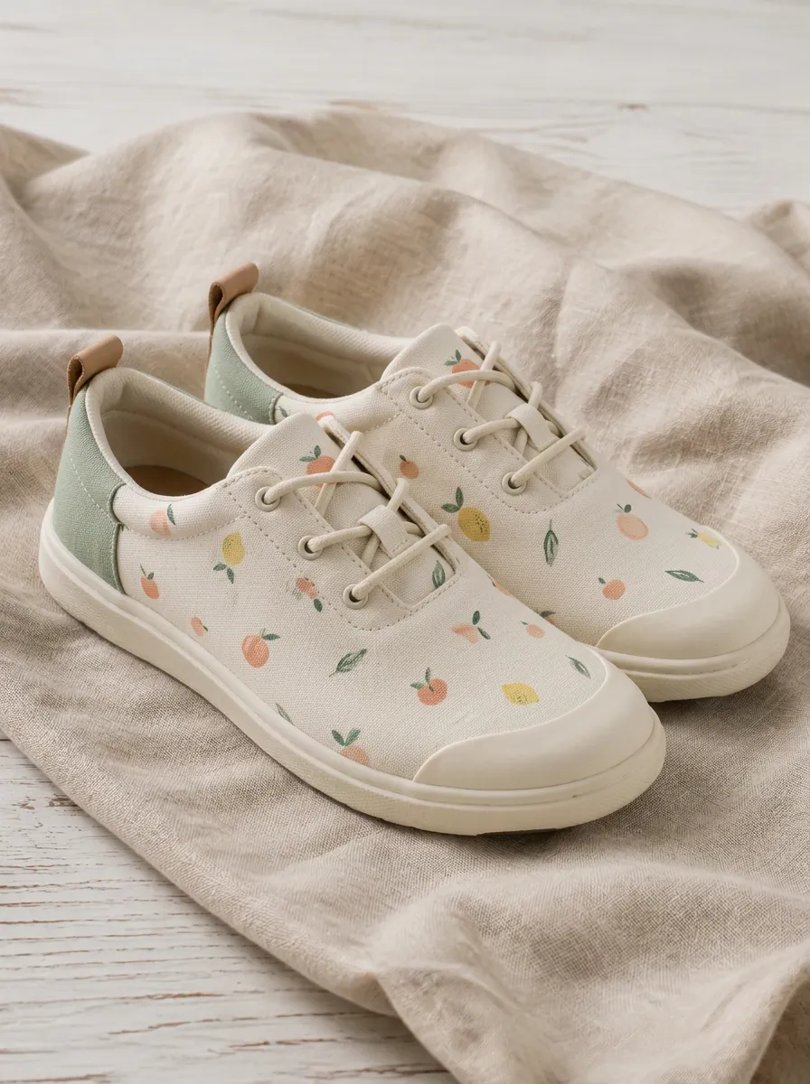 Women's Fruit Lover Peach Lemon Printed Canvas Shoes