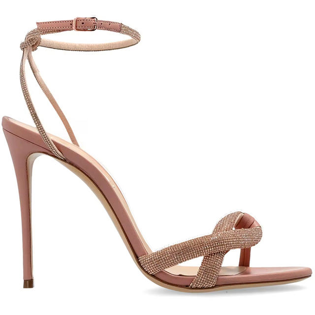 Aurielle Pink Rhinestone Strap Heels