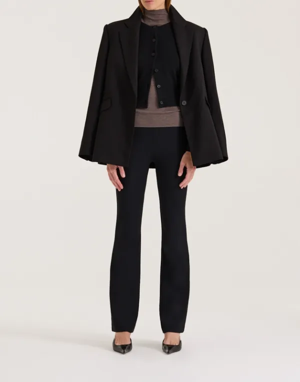 Black High-Rise Knit Flare Pants