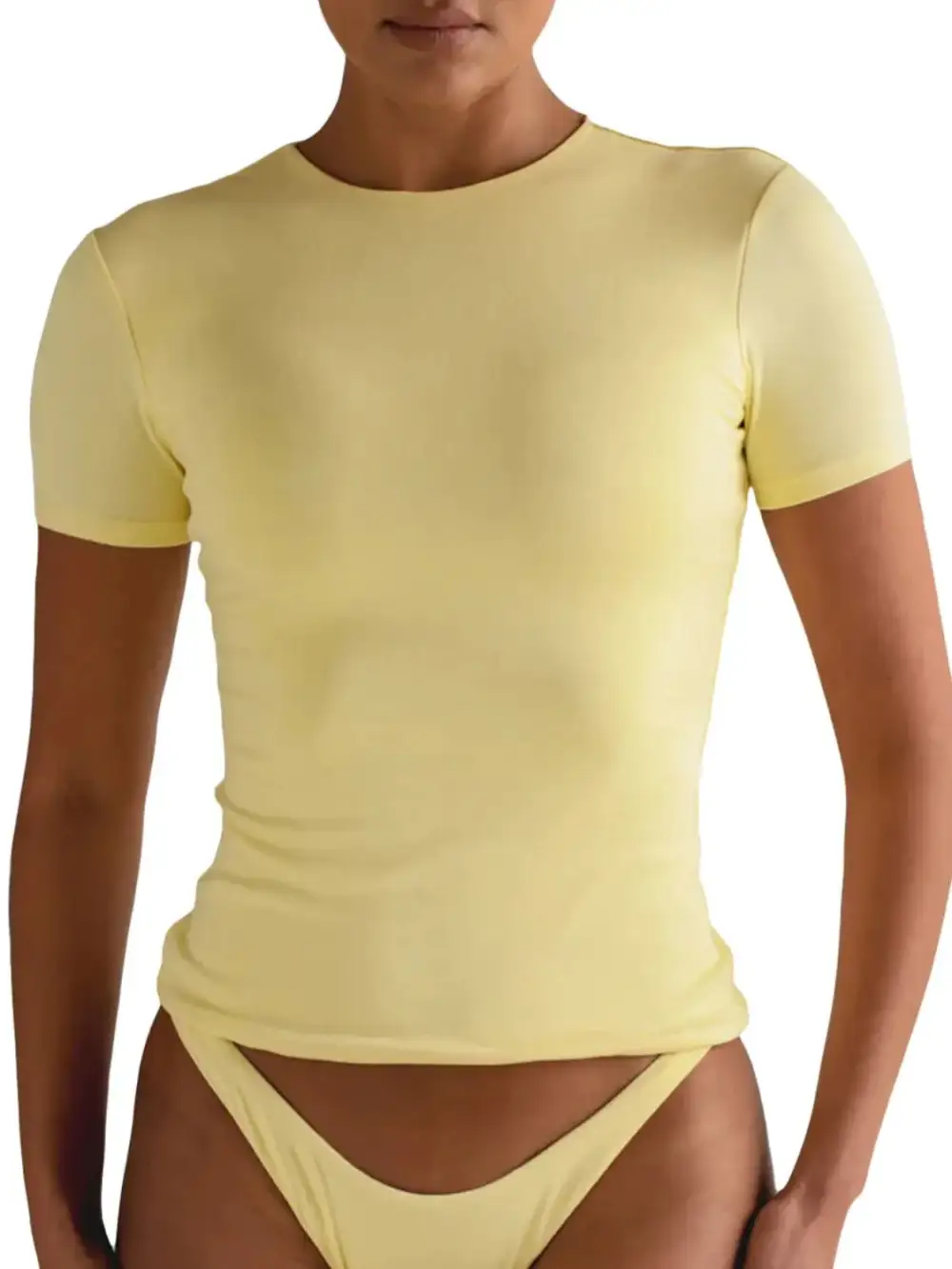Round Neck Short Sleeve Top Set Swim Cover Up