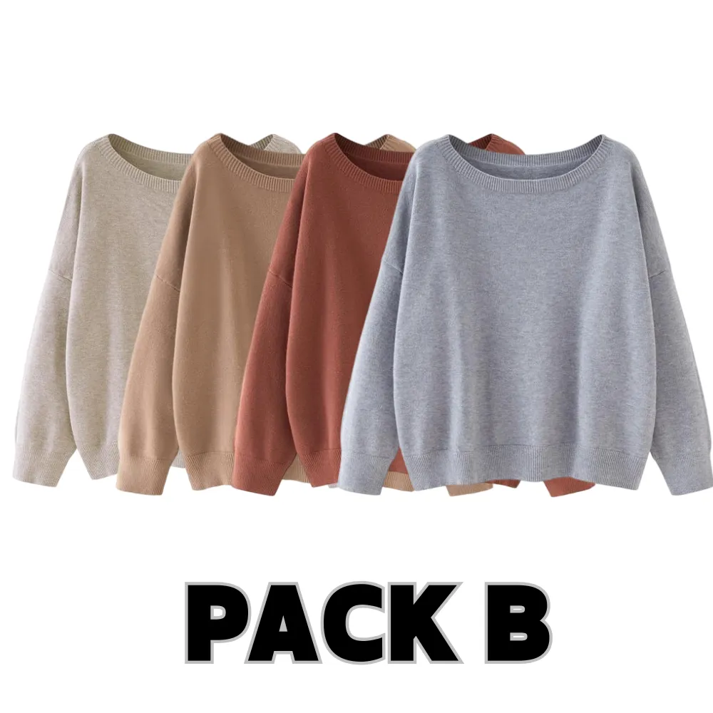 Women's Scoop Neck Sweater - Drop Shoulder Knit Top