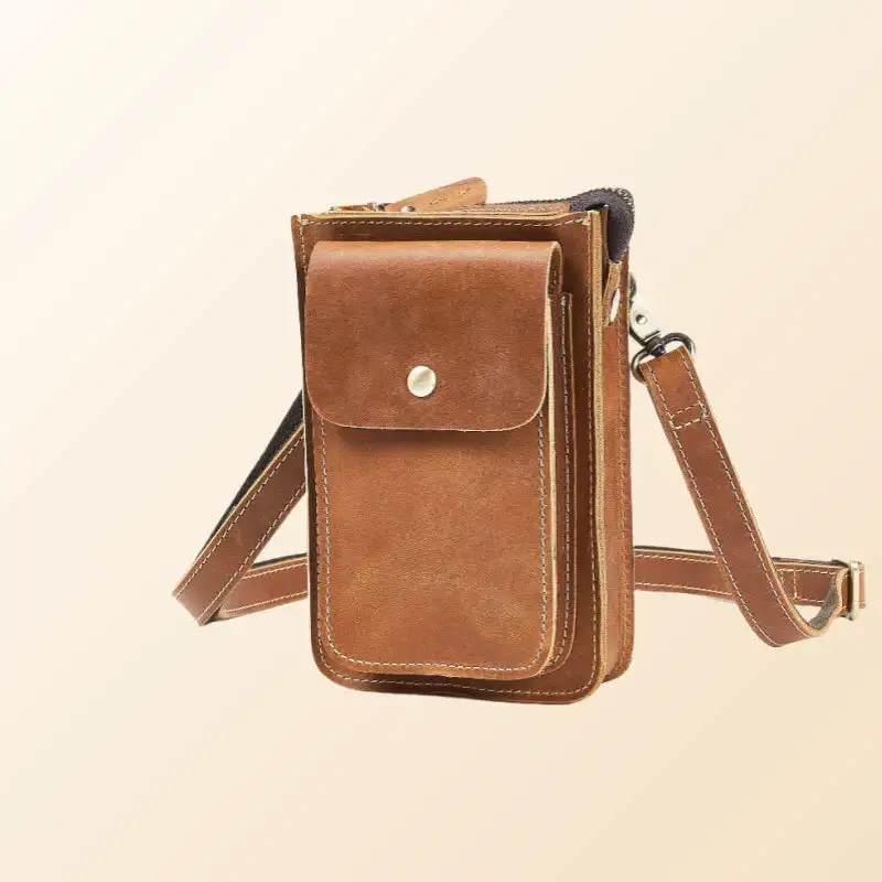 Men's Minimal Leather Phone Crossbody Bag