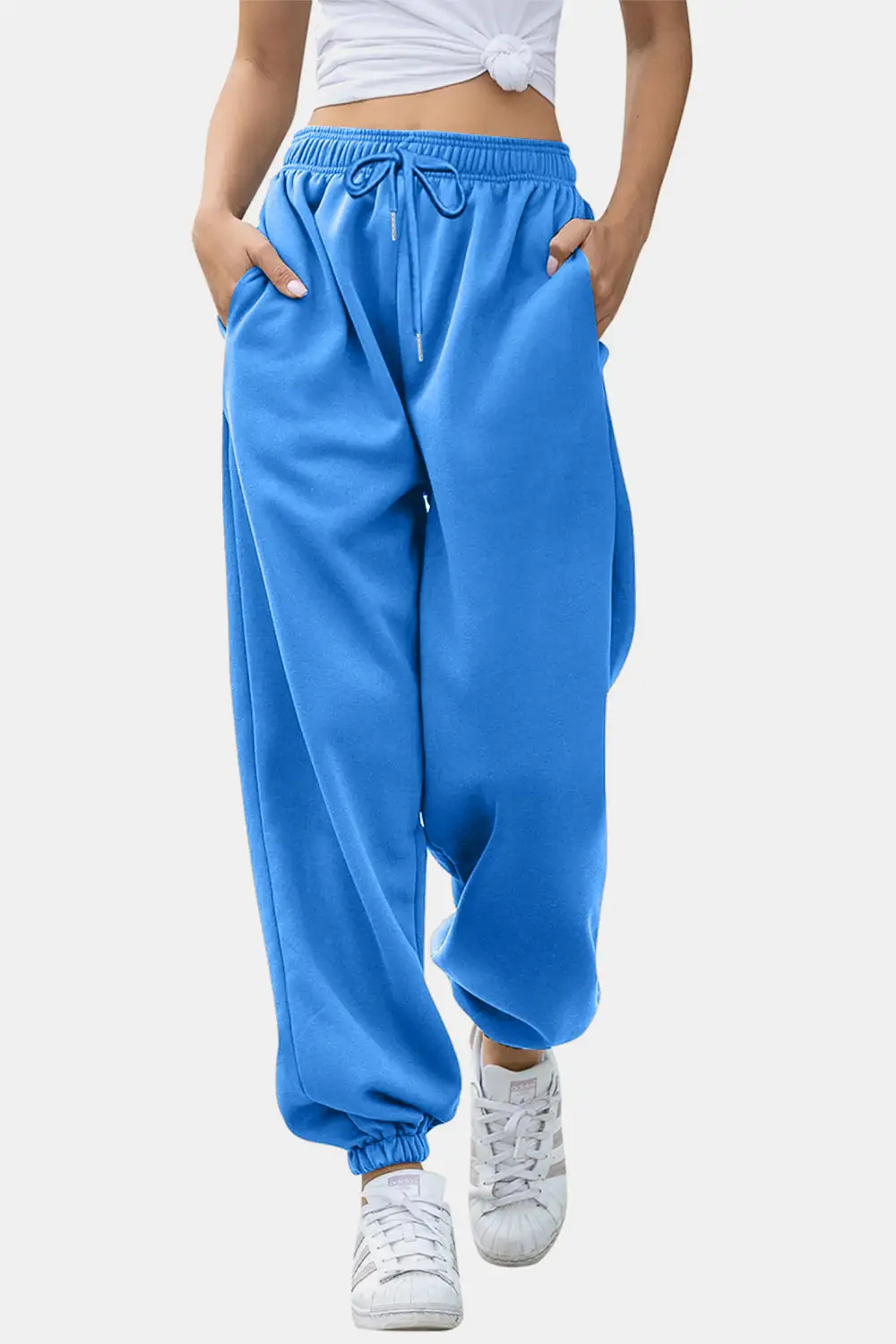 Tailored Elastic-Waist Pocketed Jogger Pants