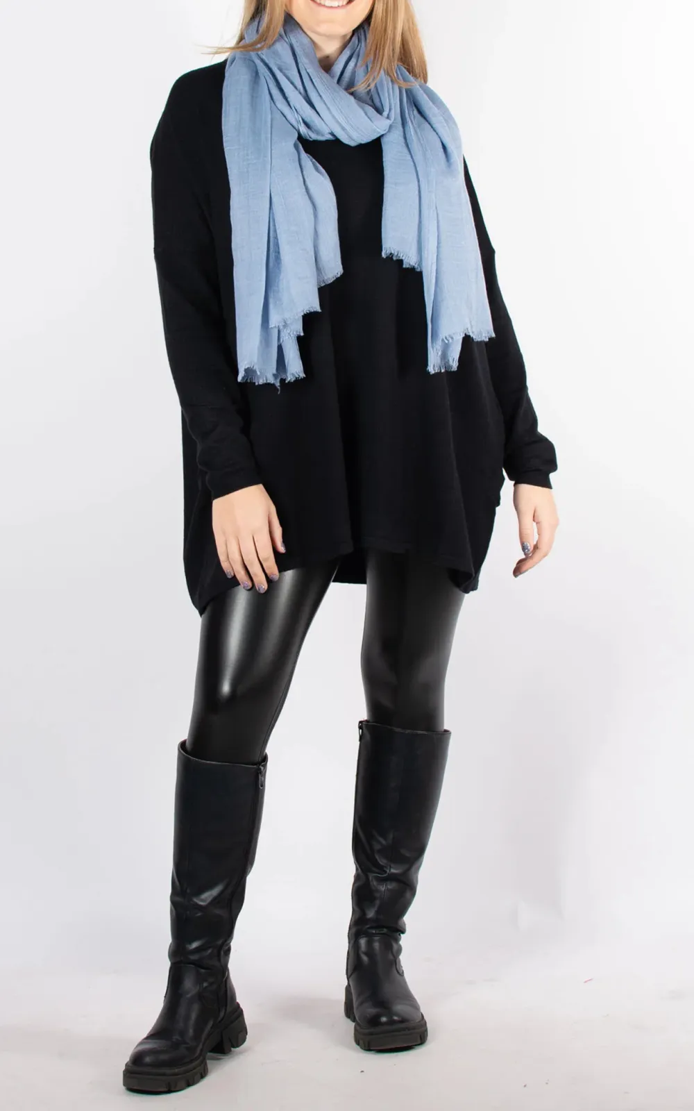 Versatile Exquisite Denim Blue Ladies Scarf