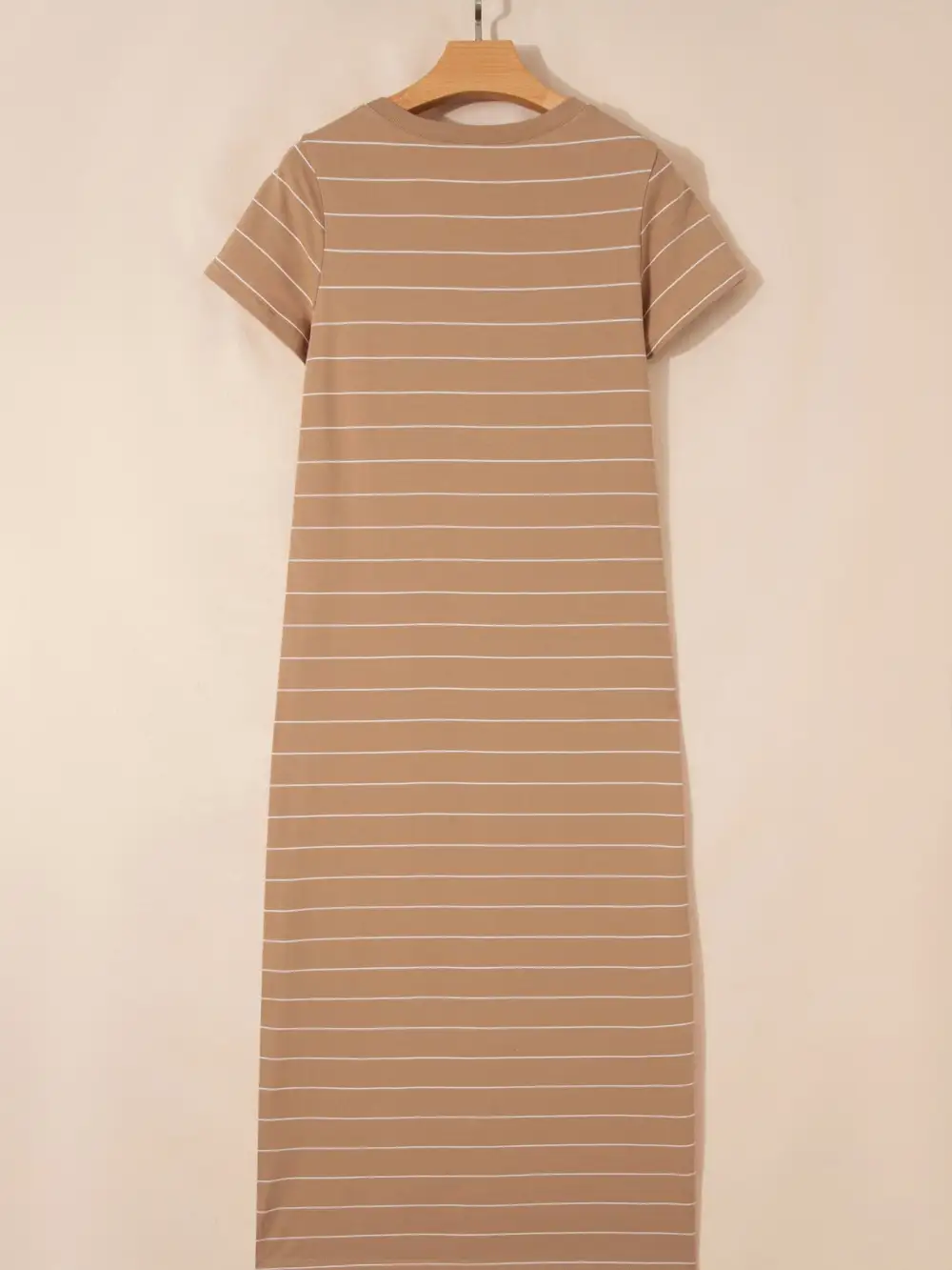 Striped Slit Short Sleeve Maxi Dress