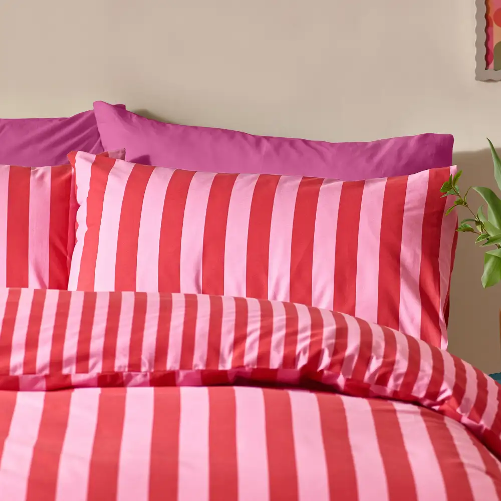 Contemporary Bedroom Stripe Cotton Duvet Cover Set