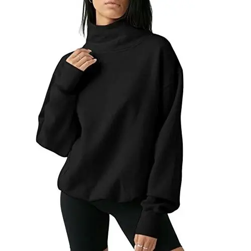 复制Women'S Oversized Turtleneck Sweatshirt Long Sleeve Pullover Casual Tops Womenswear Hoodie