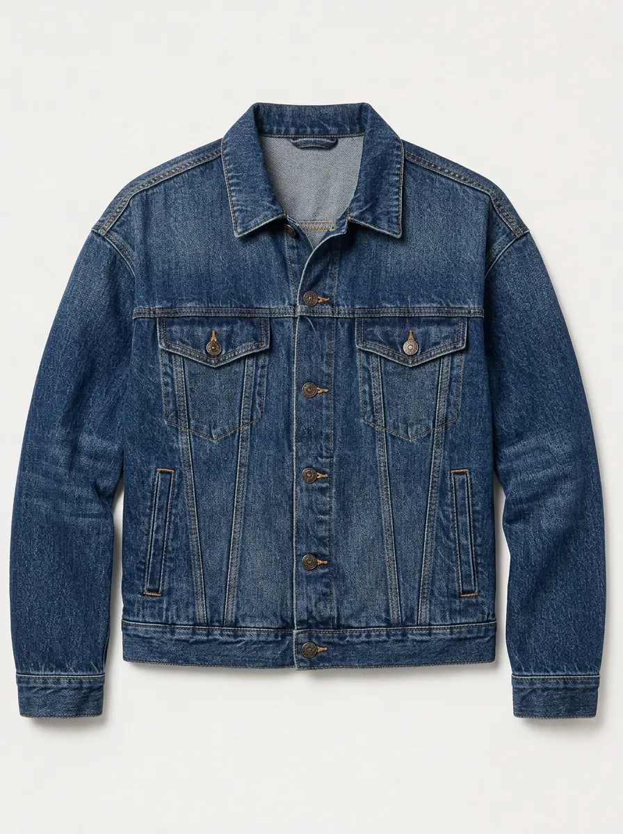 Men's Classic Vintage Wash Denim Printed Jacket