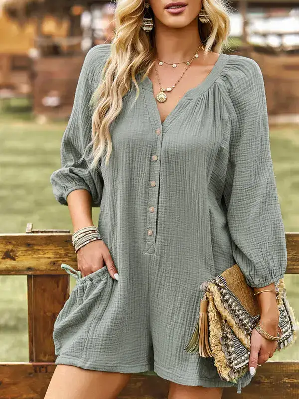 Clean Loose Cotton Linen Jumpsuit