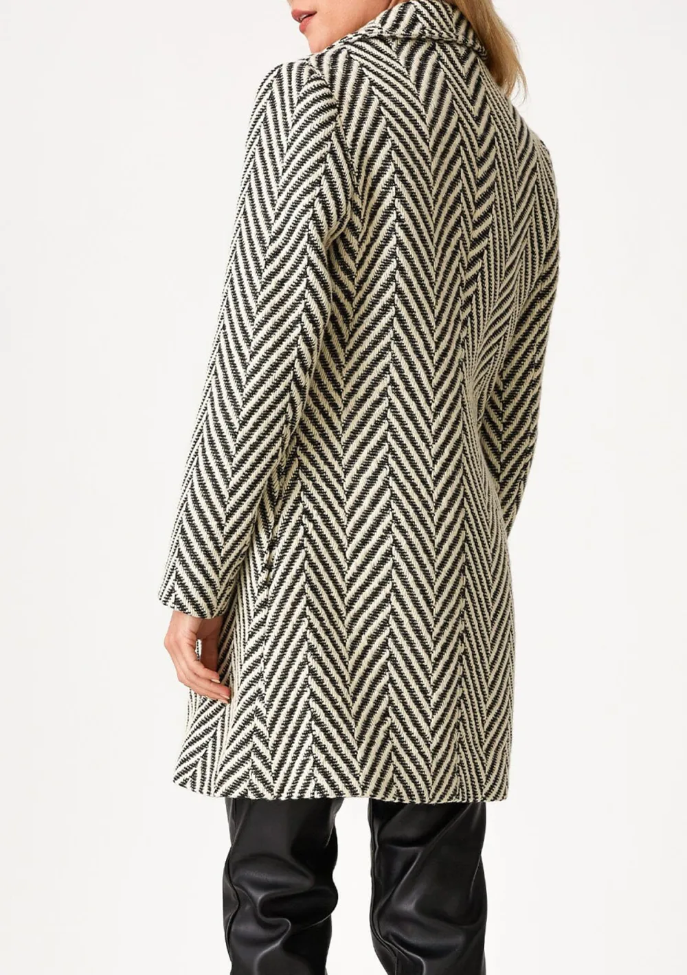 Chevron Button Lapel Coat
