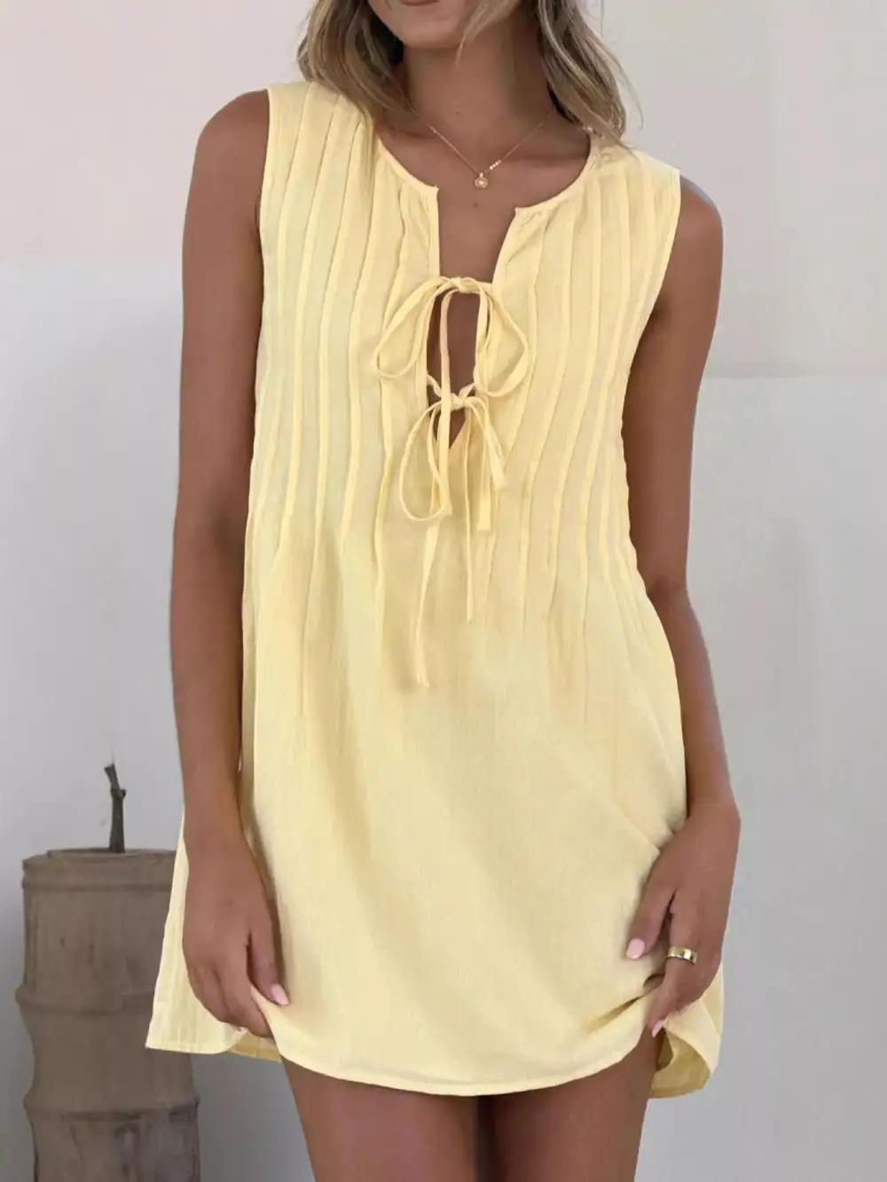 Balanced Detail Sleeveless Mini Dress