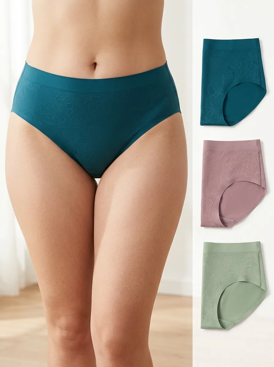 Women's Floral Pattern Seamless Three-Pack Panties