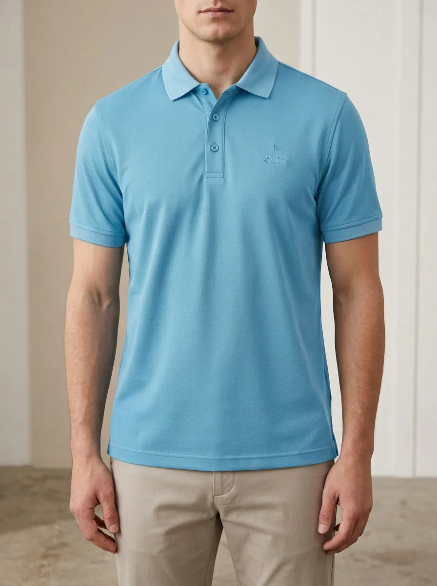Training Flag-Motif Embroidered Golf Polo Shirt