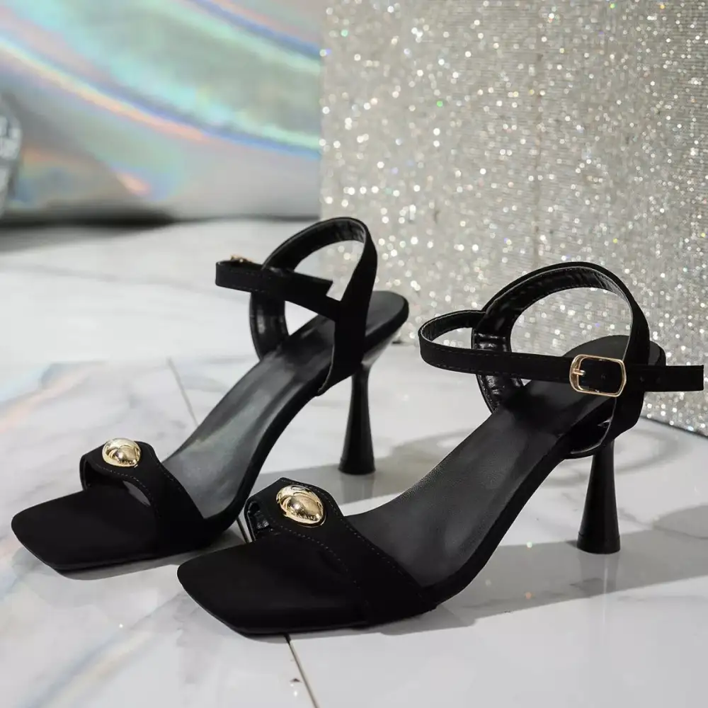 Lightweight Open Toe Flare Heels Sandals