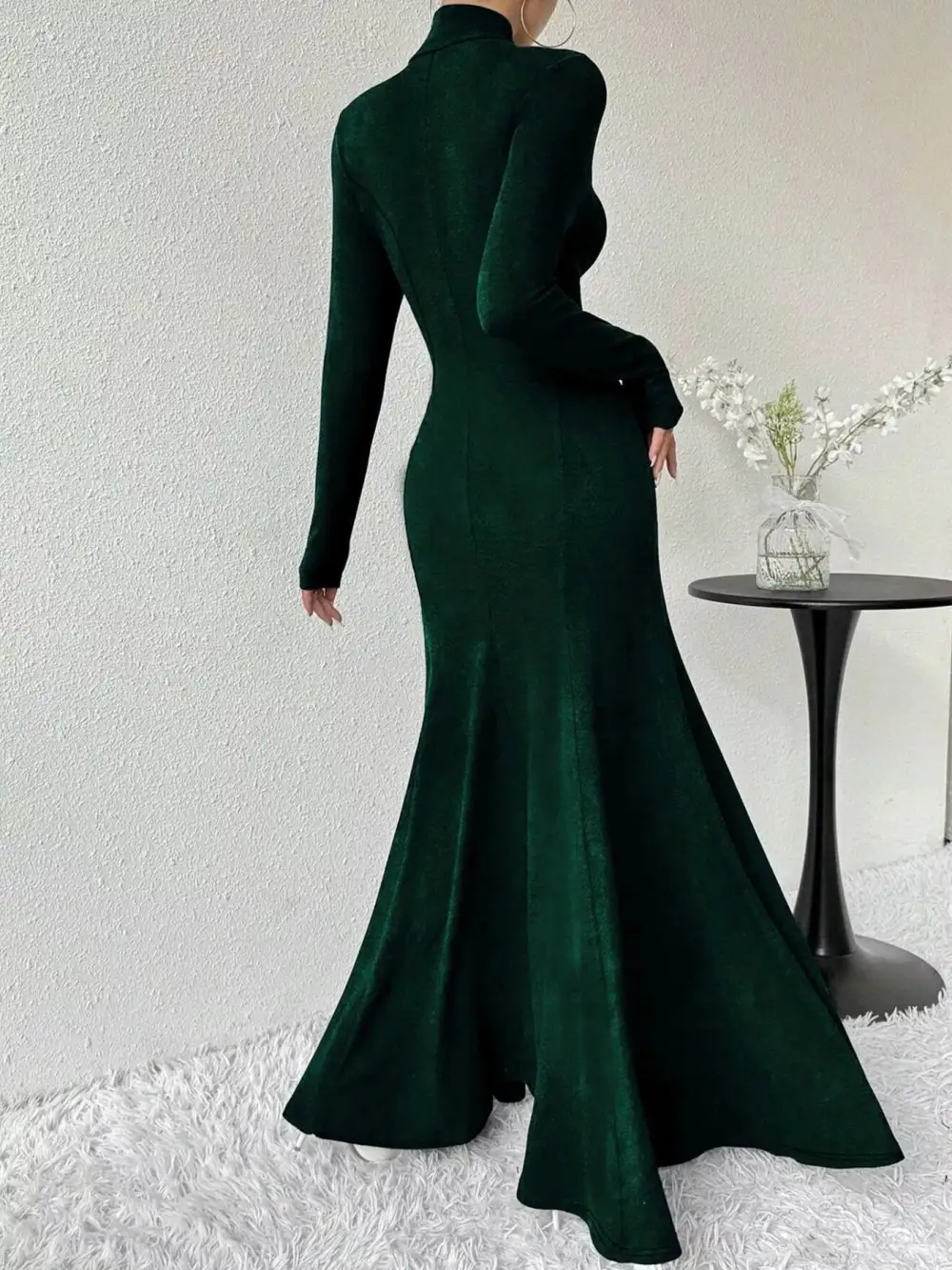 Polished Detail Long Sleeve Maxi Dress