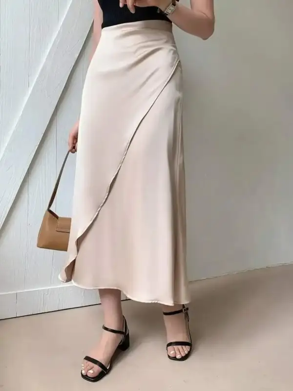 Airy Wrap Asymmetric Skirt