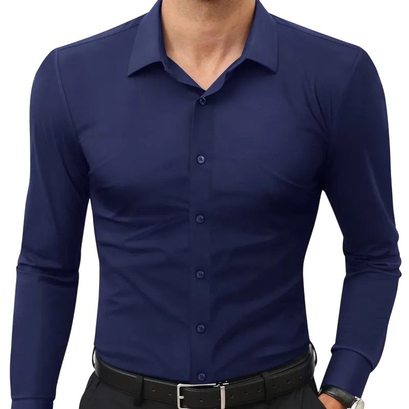 Men's quick-drying, breathable, wrinkle-resistant, slim-fit, super stretch shirt