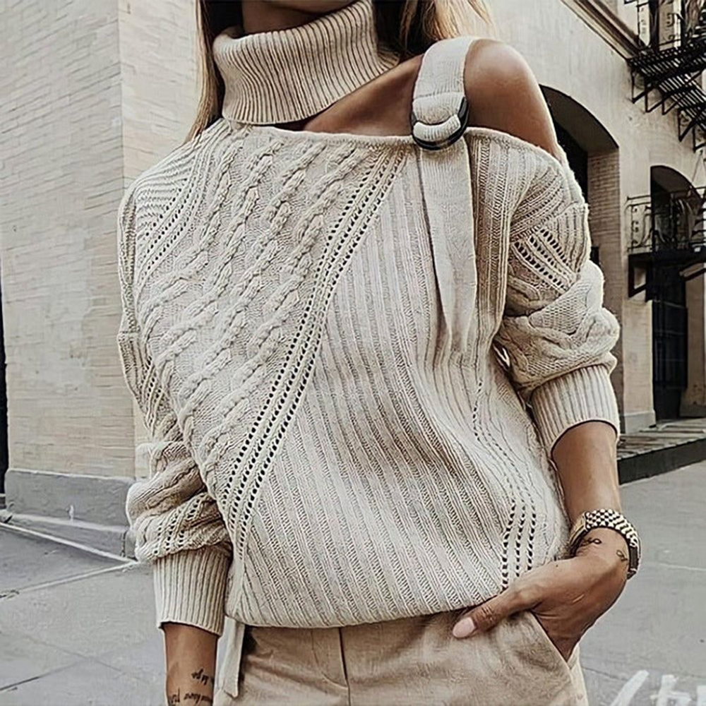 Roll Neck One Shoulder Sweater