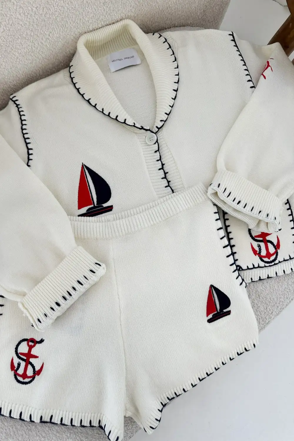 Easy Pull On Knit Embroidered Cardigan