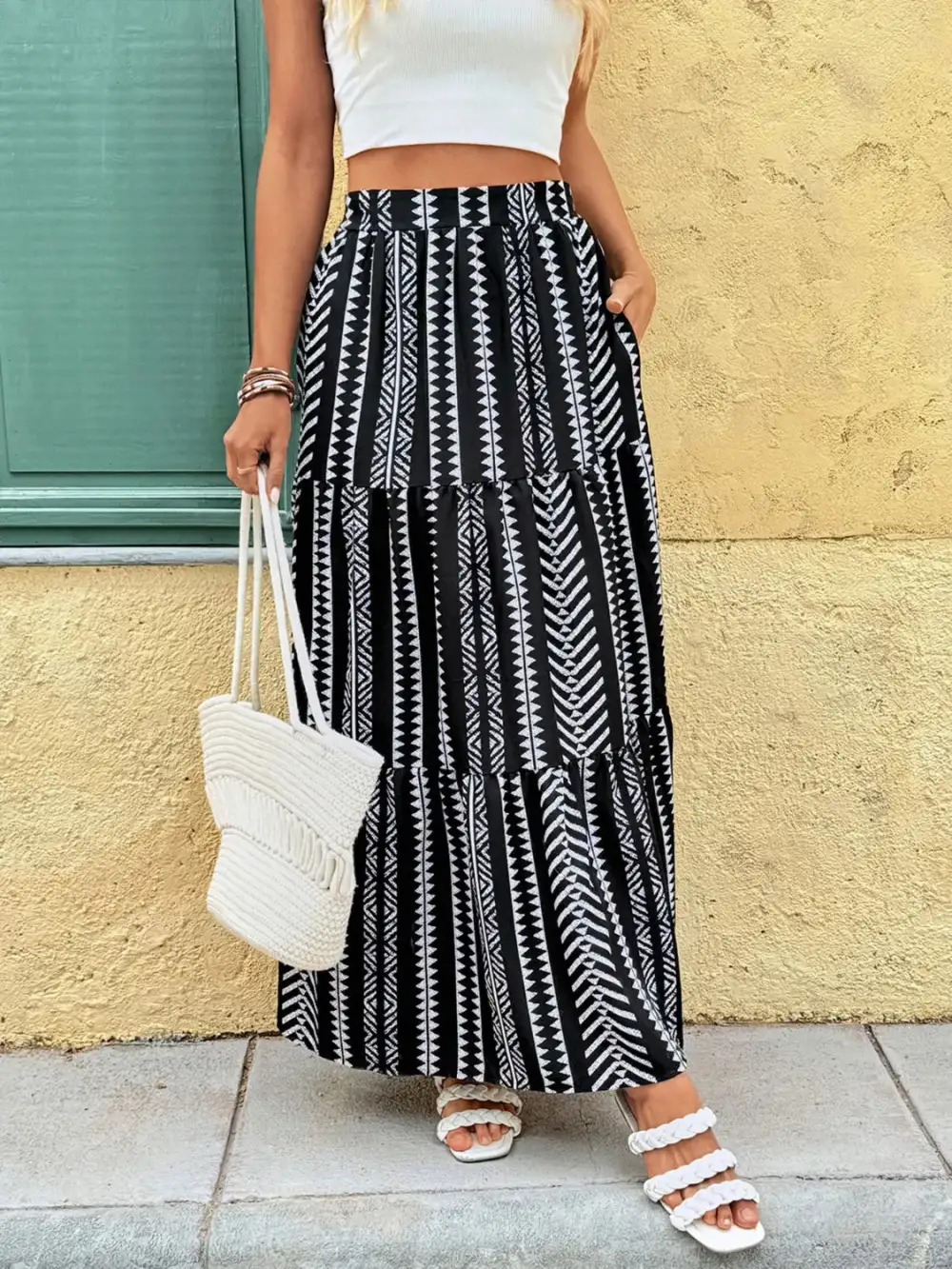 Fine Open Printed Skirt