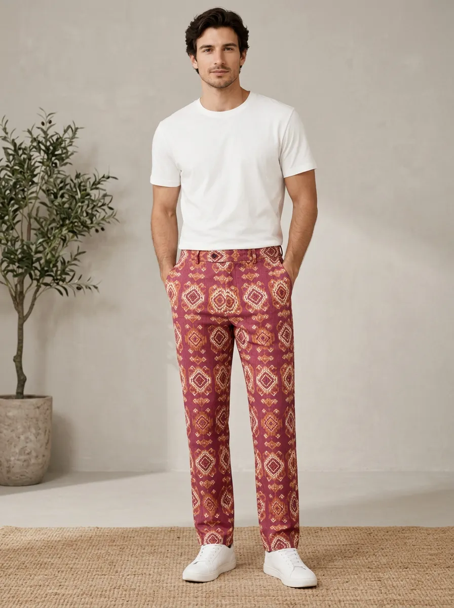 Men's Boho Geometric Pattern Artful Pants