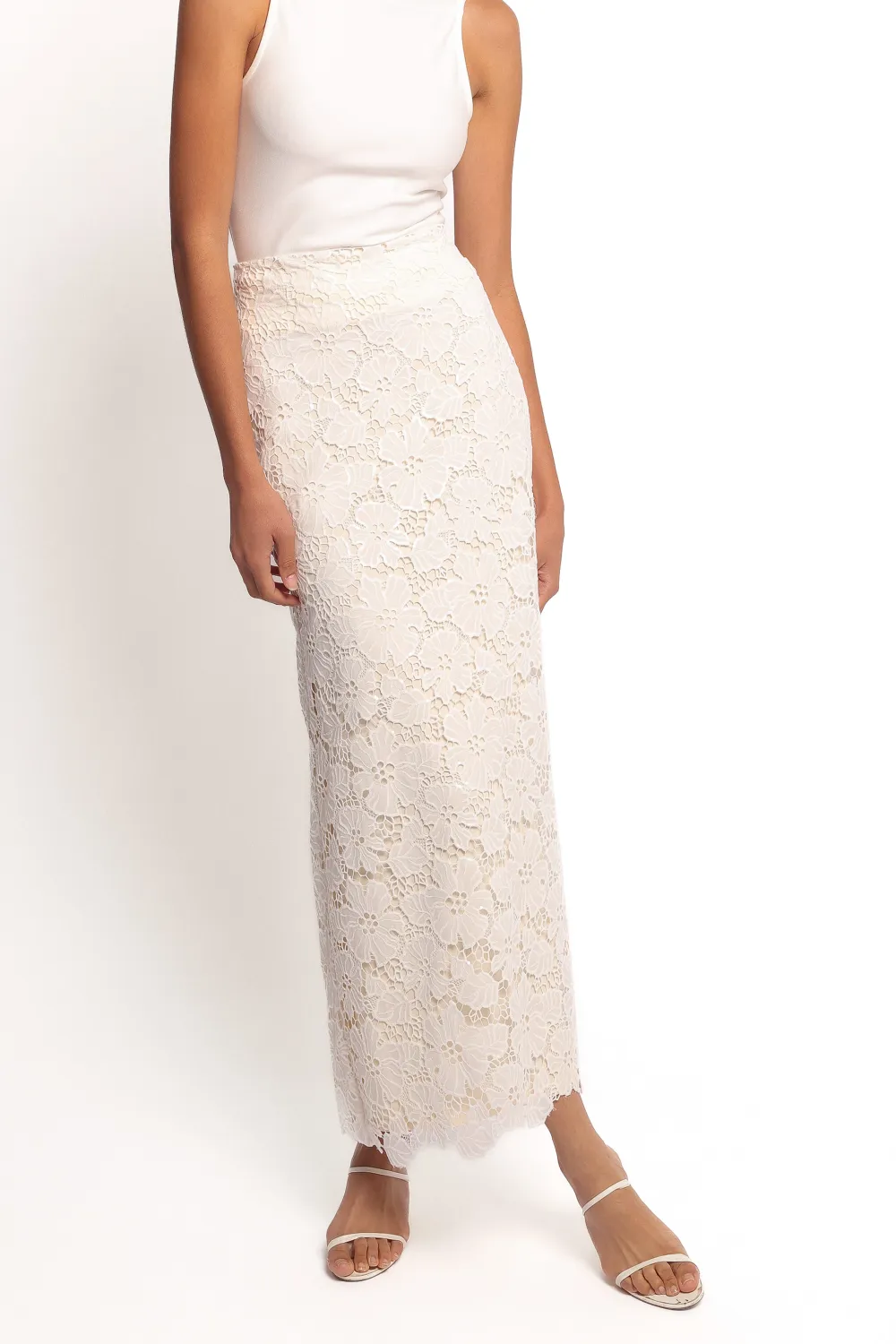 Lace Sequin Floral Maxi Skirt