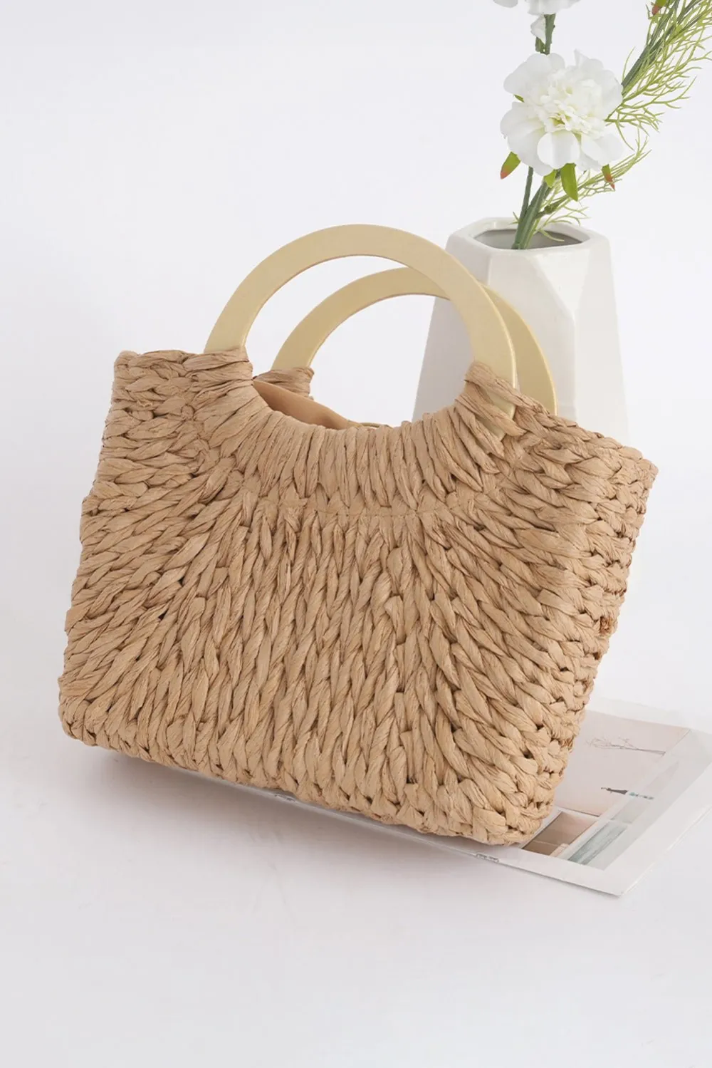 Retro Woven Straw Tote Bag