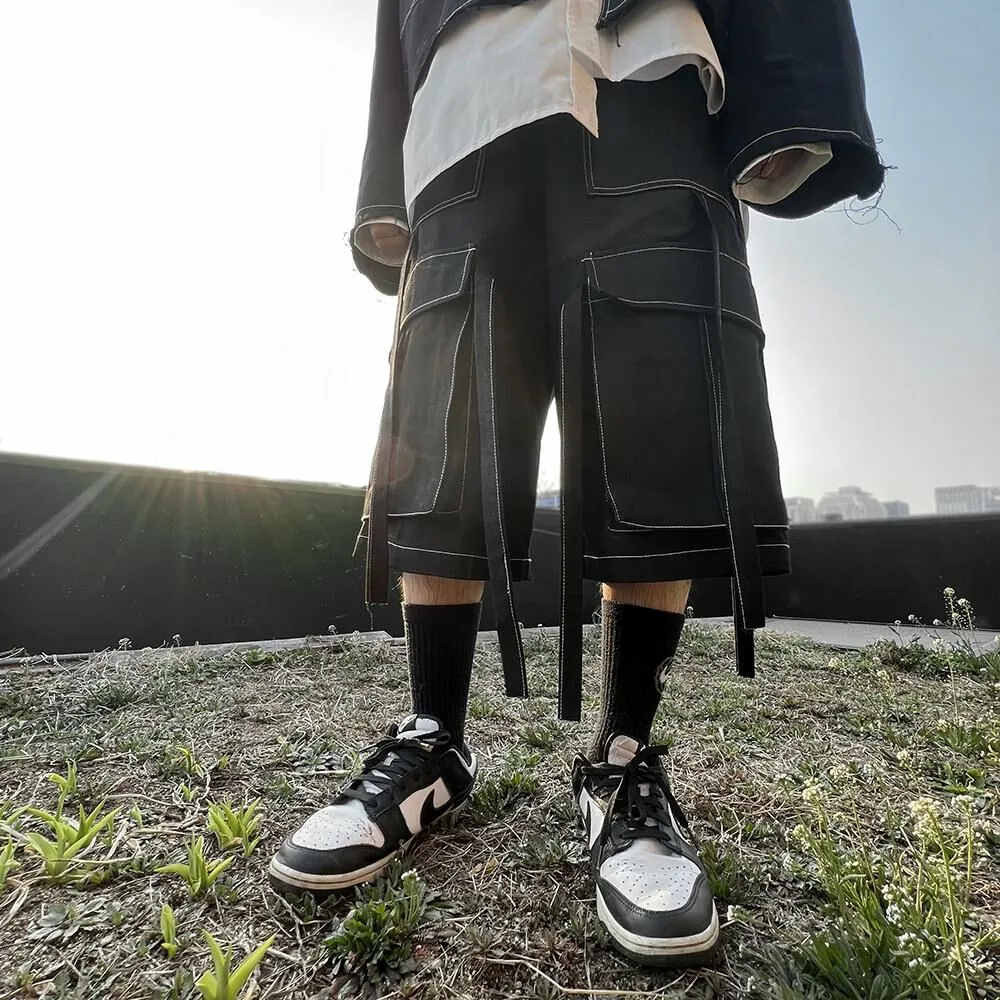 Functional Streetwear Solid Longline Cargo Shorts