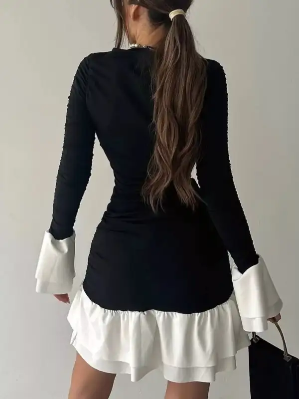 Finish Ruffle Long Sleeve Mini Dress