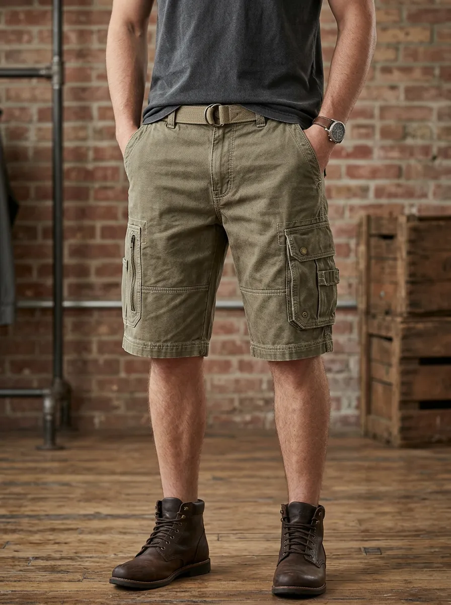 Men's Outdoor Tactical Olive Cargo Shorts