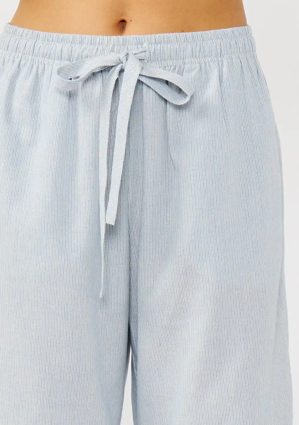 Ribbed Drawstring Straight Pants