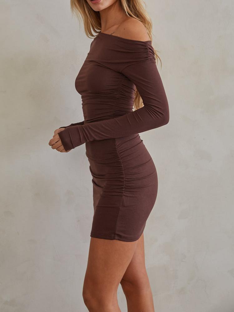 Off the Shoulder Ruched Mini Dress