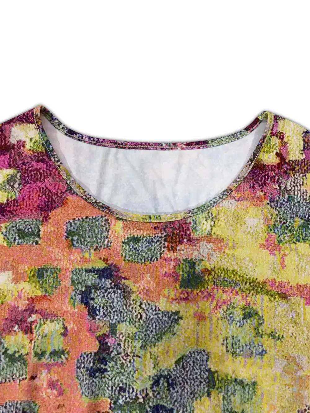 Printed Round Neck Long Sleeve Dress