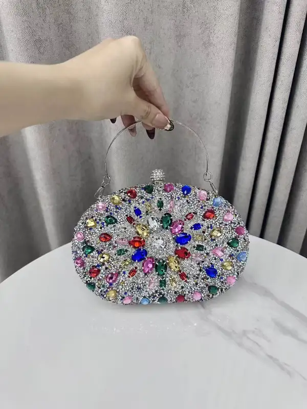 Geometric Rhinestone Shimmer Clutch Bag