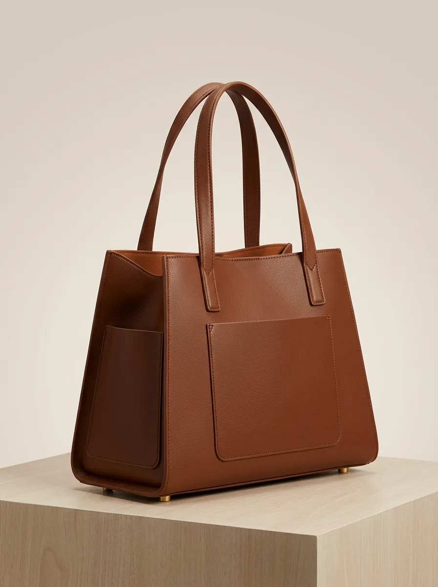 Women's Textured Open-Top Dual-Handle Tote Bag