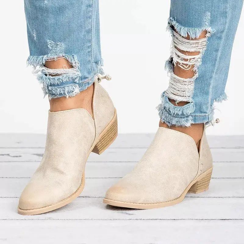 Point Toe Block Heels Boots