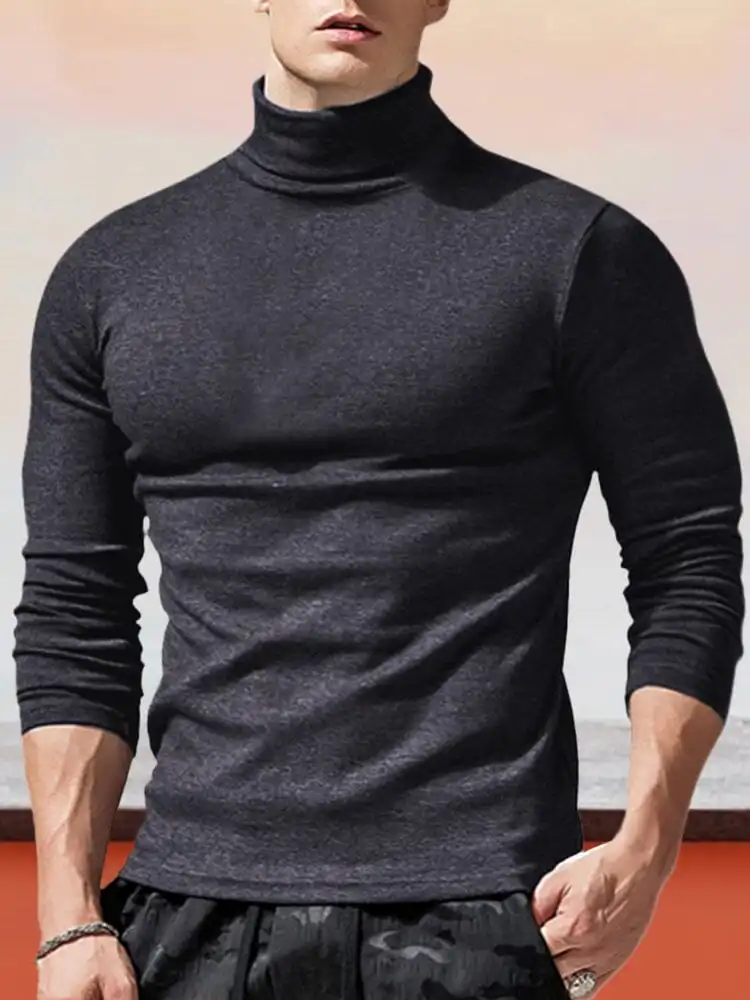 Classic Slim Fit Turtleneck Basic Top T-Shirt