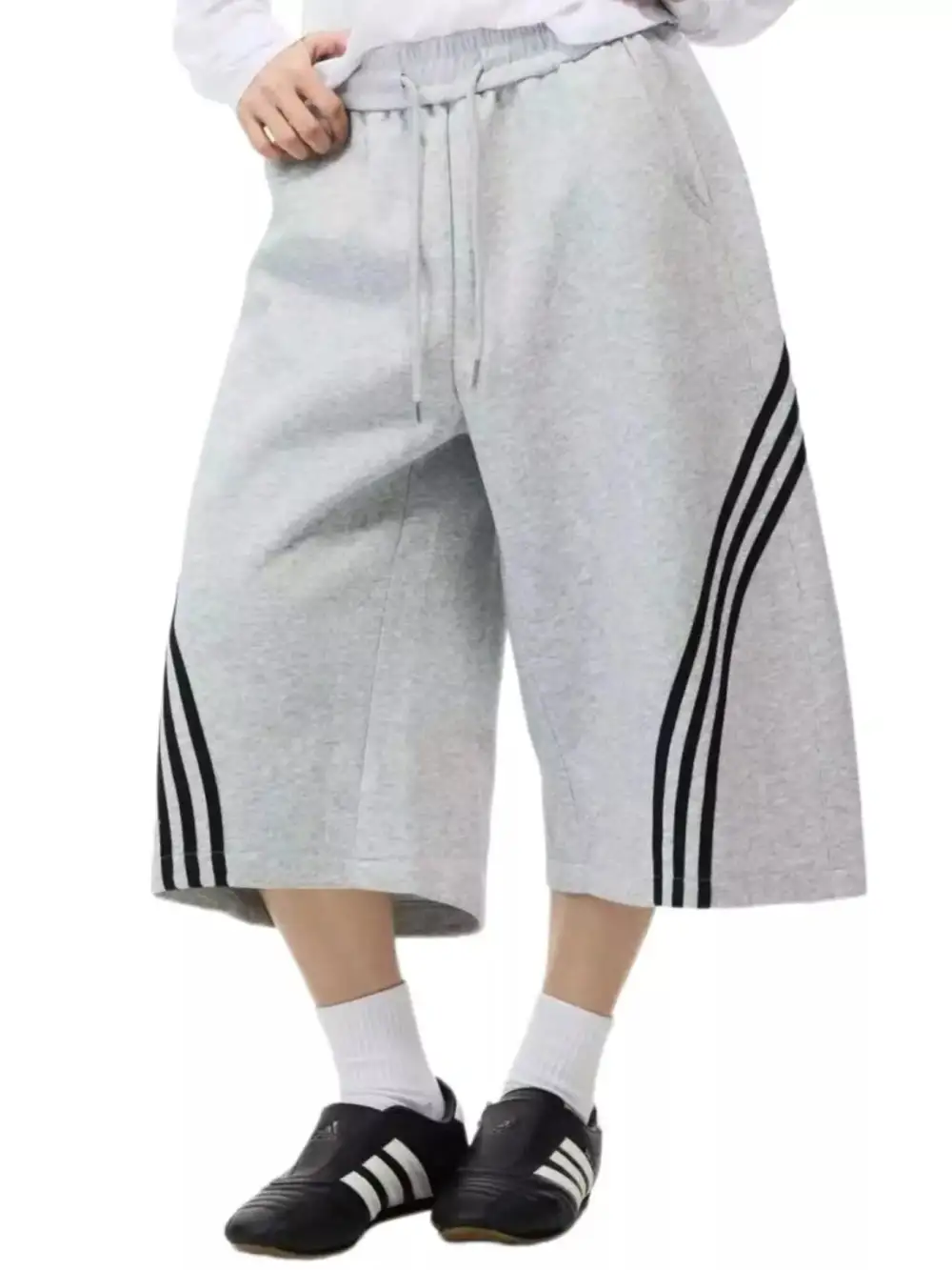 Men's Striped Wide Leg Cropped Pants