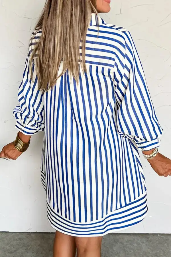 Striped Button Front Dress Casual