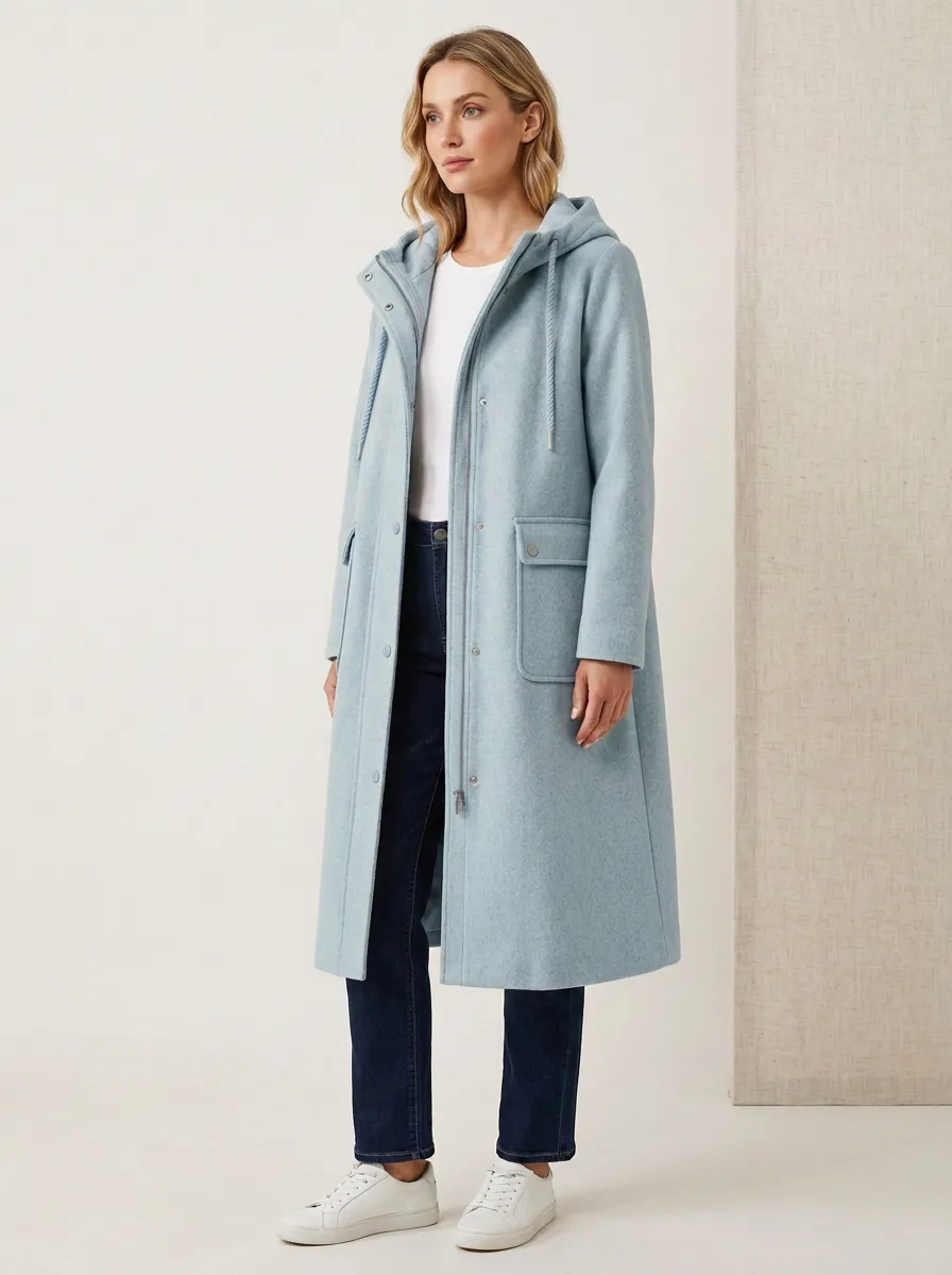 Contemporary-Layer Long Hooded Coat
