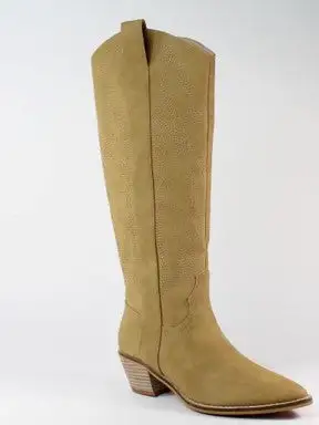 Faux-Leather Faux-Suede Suede Knee-High Boots