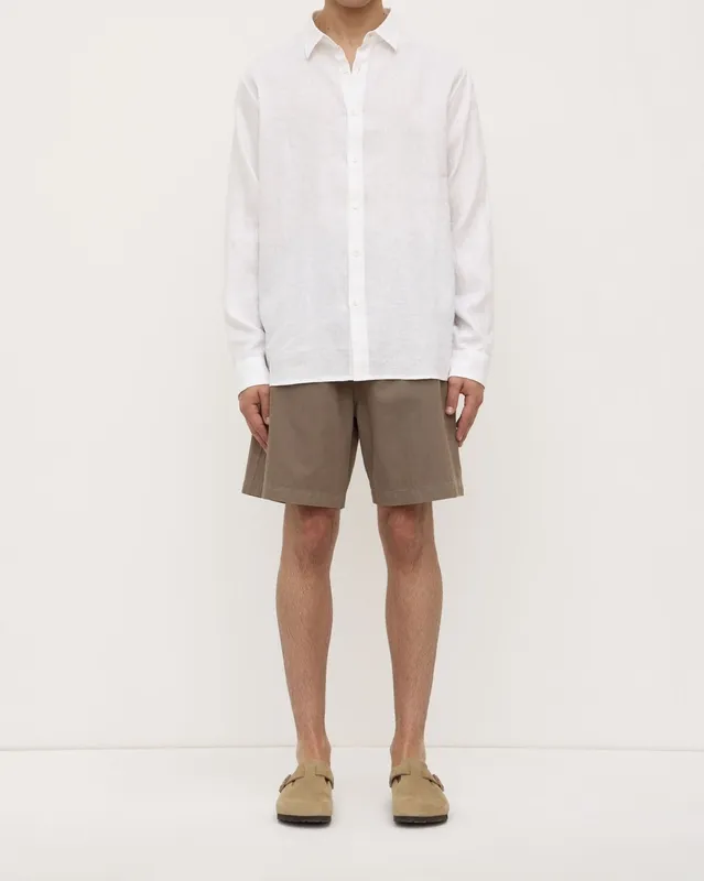 White Everyday Linen Button-Up Shirt