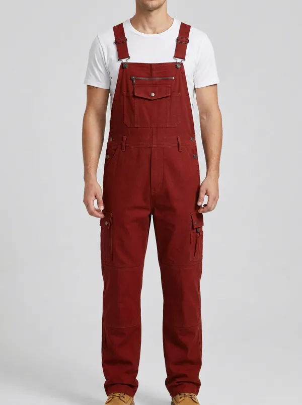 Men's Classic Multi-Pocket Cargo Bib Work Overalls