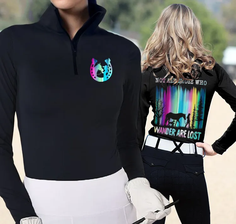 Women's Riding Style Horse Print Long Sleeve Casual Shirt