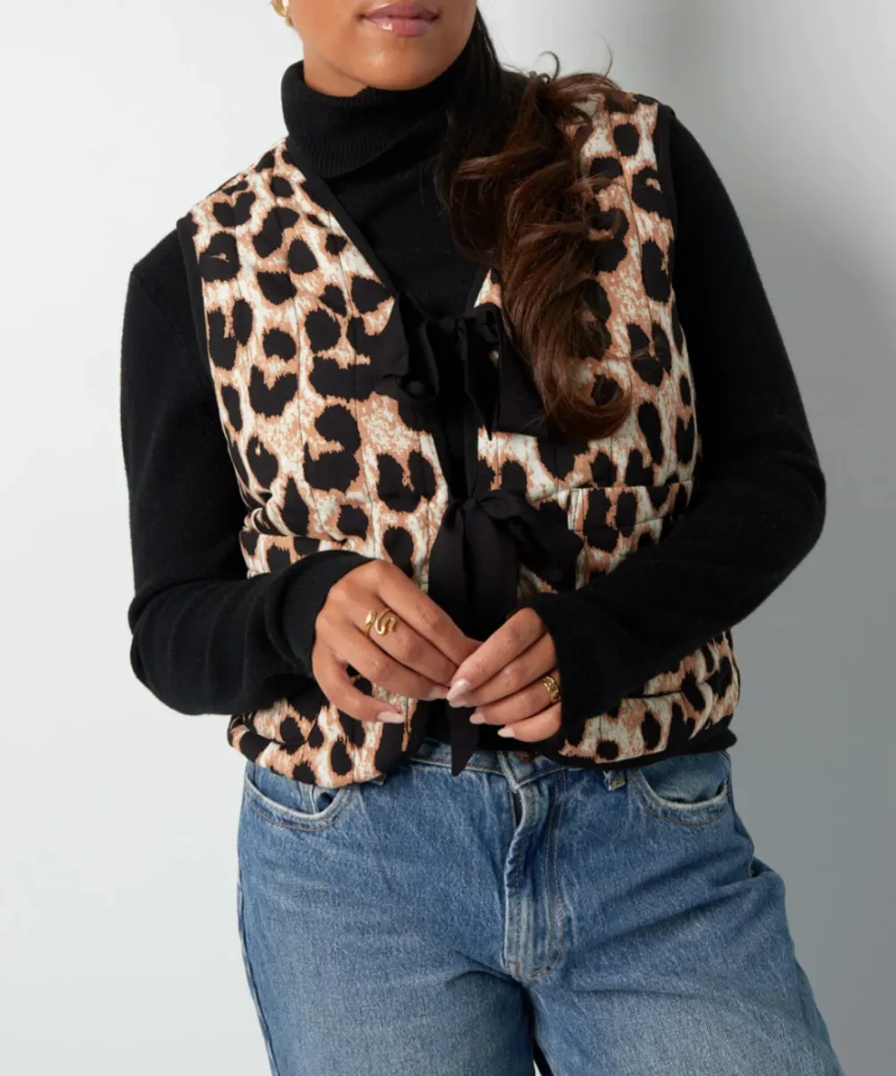 Leopard Print Tie Front Vest