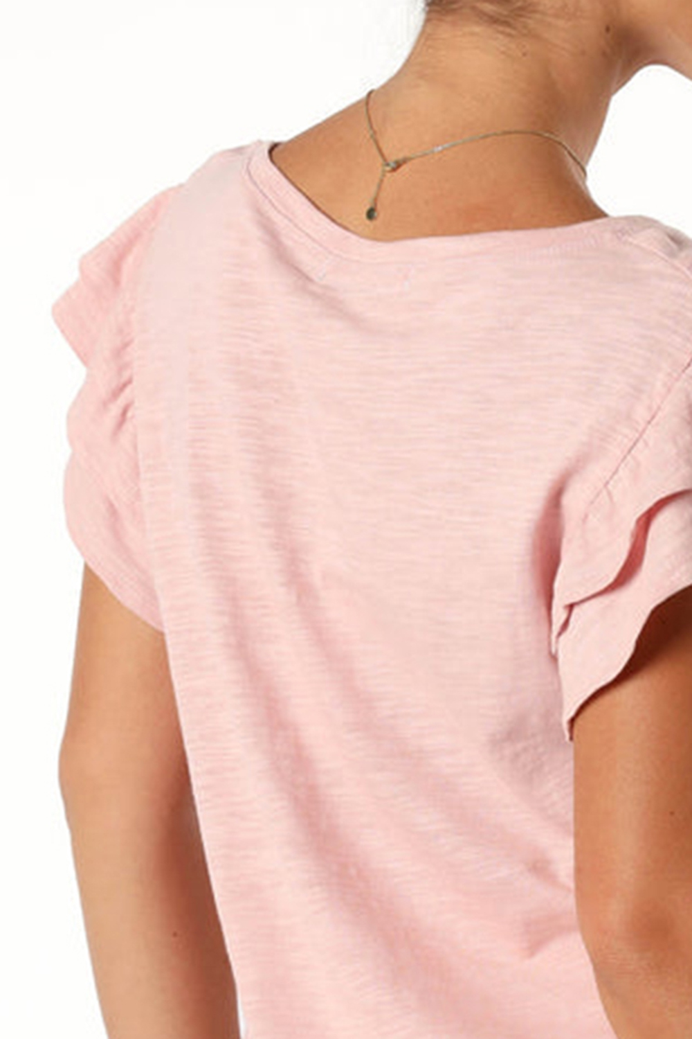 DUSTY PINK FRILL SLEEVE TEE